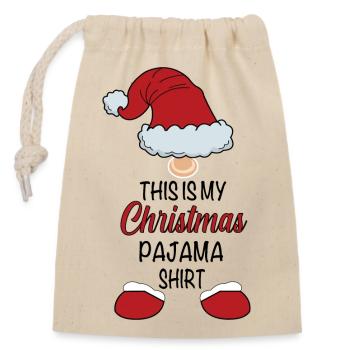 Ma chemise de pyjama de Noël - Sac cadeau en coton avec cordon (14 x 20 cm) - nature - Devant