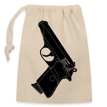 Pistole walther - Verschließbarer Geschenkbeutel aus Baumwolle (14x20cm) - Natur - Vorne