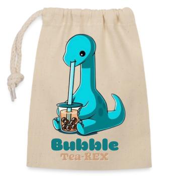 Bubble Tea-Rex - Closable cotton gift bag (14x20cm) - nature - Front