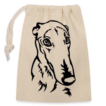 Greyhound Kopf - Verschließbarer Geschenkbeutel aus Baumwolle (14x20cm) - Natur - Vorne