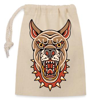 Old school tattoo vicious dog - Closable cotton gift bag (14x20cm) - nature - Front
