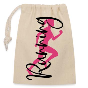 Course à pied Femme Coureur Coureur Sport Jogger - Sac cadeau en coton avec cordon (14 x 20 cm) - nature - Devant