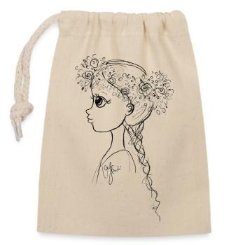 Blumenmaedchen sw - Sac cadeau en coton avec cordon (14 x 20 cm) - nature - Devant