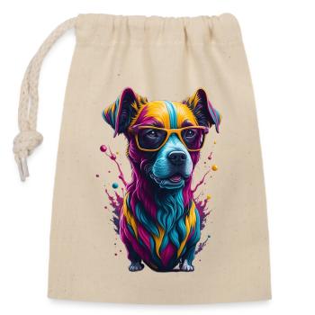 Dog 2 - Verschließbarer Geschenkbeutel aus Baumwolle (14x20cm) - Natur - Vorne