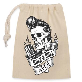 Rock Roll - Sac cadeau en coton avec cordon (14 x 20 cm) - nature - Devant