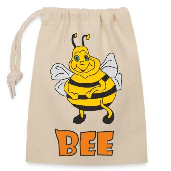 Bee - Closable cotton gift bag (14x20cm) - nature - Front