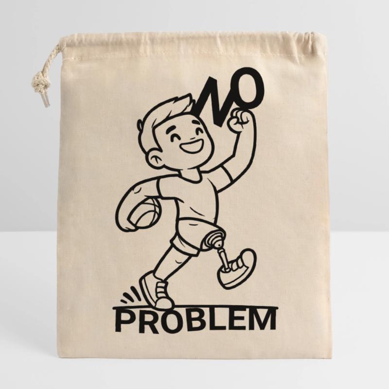 Leg prosthesis ? No problem! Closable cotton gift bag (14x20cm)