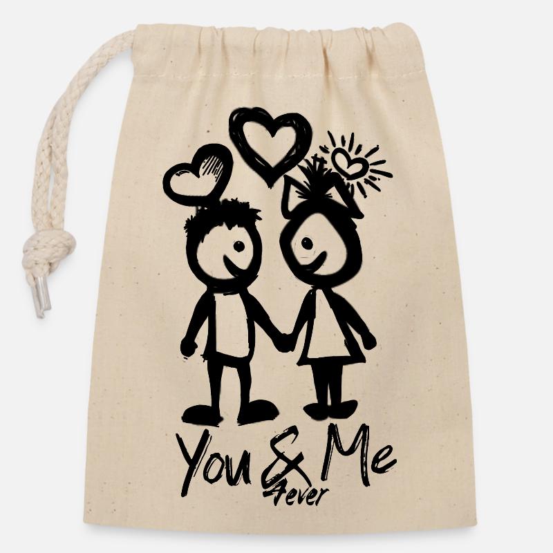 You&Me - Closable cotton gift bag (14x20cm) - nature