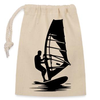 Windsurfer auf Wasser Windsurfen auf dem See - Verschließbarer Geschenkbeutel aus Baumwolle (14x20cm) - Natur - Vorne