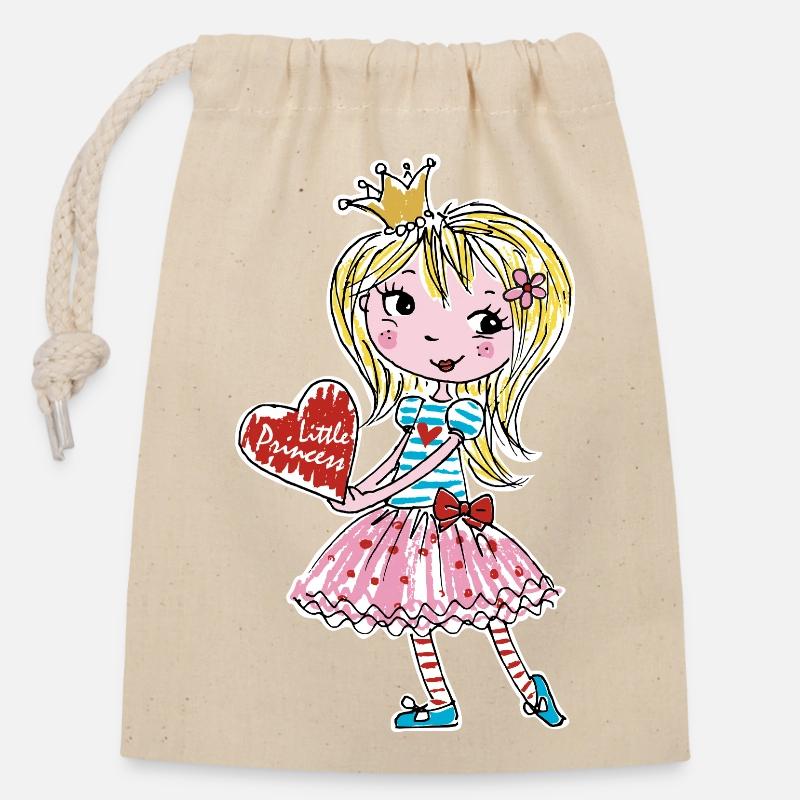 Little Princess - Closable cotton gift bag (14x20cm) - nature