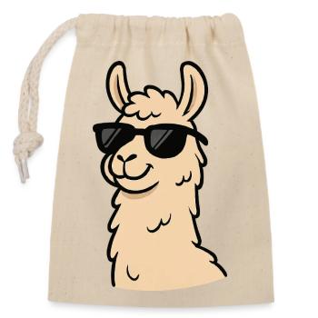 lama cool comic - Verschließbarer Geschenkbeutel aus Baumwolle (14x20cm) - Natur - Vorne