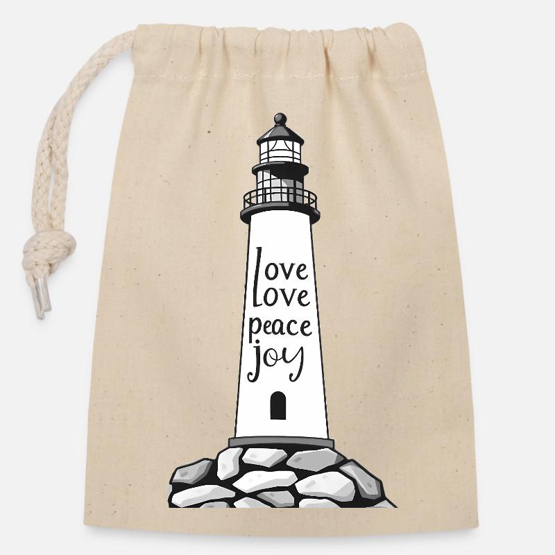 Lighthouse with message of peace - Closable cotton gift bag (14x20cm) - nature