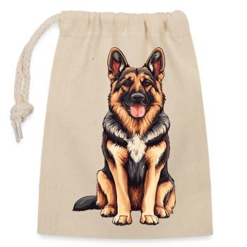 German Shepherd - Closable cotton gift bag (14x20cm) - nature - Front