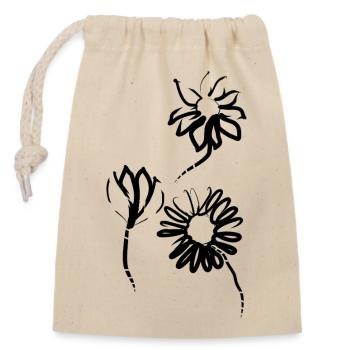 Fleurs dessinées à la main - Sac cadeau en coton avec cordon (14 x 20 cm) - nature - Devant
