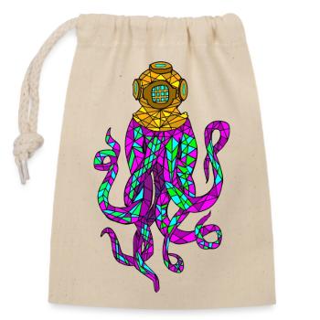 Vitrail futuriste Octopus Design - Sac cadeau en coton avec cordon (14 x 20 cm) - nature - Devant