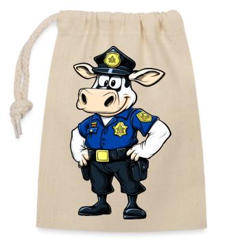 Police des vaches - Sac cadeau en coton avec cordon (14 x 20 cm) - nature - Devant