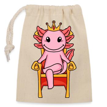 Axolotl King on Throne - Closable cotton gift bag (14x20cm) - nature - Front