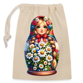  Matroschka auf russisch Matryoshka Doll Russian - Verschließbarer Geschenkbeutel aus Baumwolle (14x20cm) - Natur - Vorne