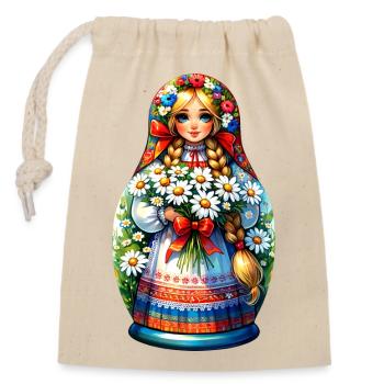  Matroschka auf russisch Matryoshka Doll Russian - Verschließbarer Geschenkbeutel aus Baumwolle (14x20cm) - Natur - Vorne
