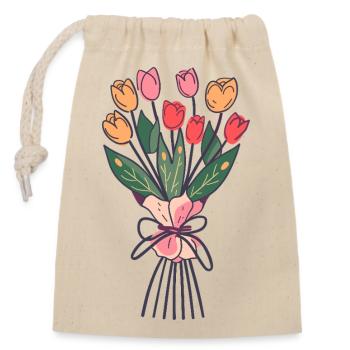 Bouquet de tulipes peint à la main - Sac cadeau en coton avec cordon (14 x 20 cm) - nature - Devant