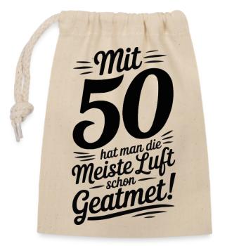 À 50 ans, vous avez déjà respiré la majeure partie de l’air – Lus - Sac cadeau en coton avec cordon (14 x 20 cm) - nature - Devant