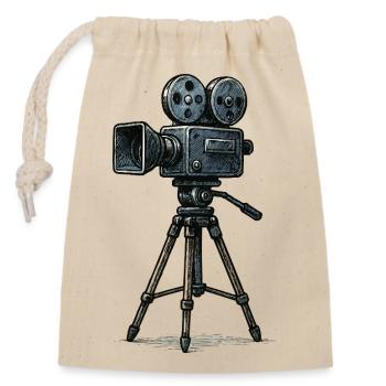 Vintage Film Camera Tripod - Closable cotton gift bag (14x20cm) - nature - Front