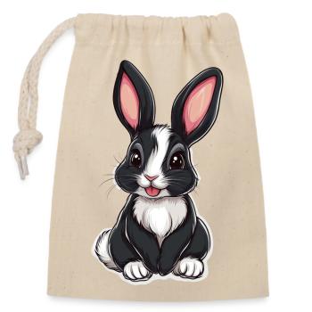 Hare - Closable cotton gift bag (14x20cm) - nature - Front