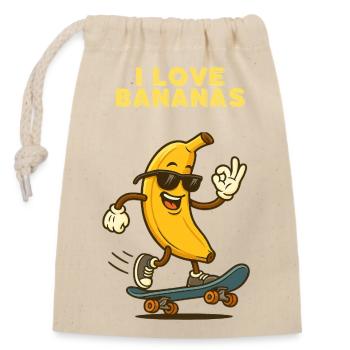 Bananen Skateboarder mit Stil - Verschließbarer Geschenkbeutel aus Baumwolle (14x20cm) - Natur - Vorne
