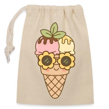 Eis - Verschließbarer Geschenkbeutel aus Baumwolle (14x20cm) - Natur - Vorne