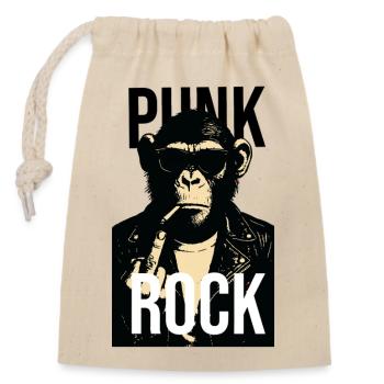 Rock Chimp Rebel Portrait - Closable cotton gift bag (14x20cm) - nature - Front