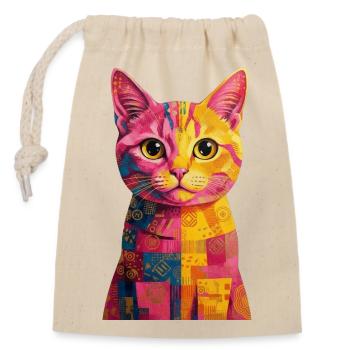 Pop Art Cat - Colorful - Closable cotton gift bag (14x20cm) - nature - Front