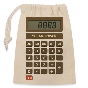 Solar Power Calculator Retro - Closable cotton gift bag (14x20cm) - nature - Front