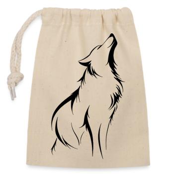 Silhouette de loup, force et puissance, contours - Sac cadeau en coton avec cordon (14 x 20 cm) - nature - Devant