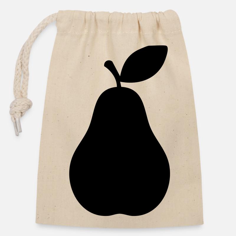 Birnensilhouette – Elegantes Fruchtdesign - Verschließbarer Geschenkbeutel aus Baumwolle (14x20cm) - Natur