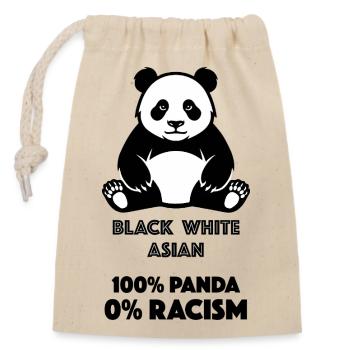 Panda gegen Rassismus - Verschließbarer Geschenkbeutel aus Baumwolle (14x20cm) - Natur - Vorne