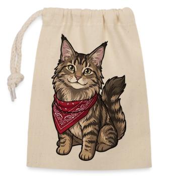 Maine Coon Katze - Verschließbarer Geschenkbeutel aus Baumwolle (14x20cm) - Natur - Vorne