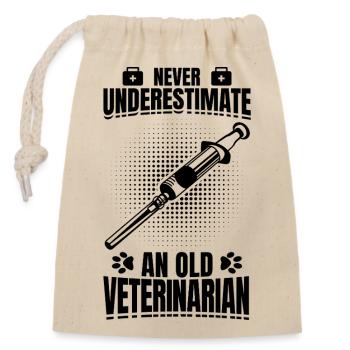 Veterinarian Grandpa - Closable cotton gift bag (14x20cm) - nature - Front