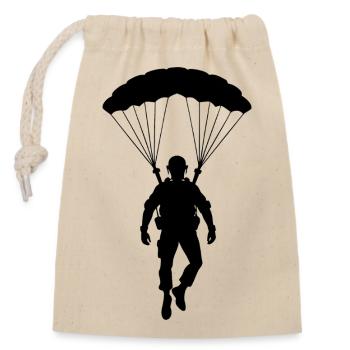 Fallschirmjäger - Verschließbarer Geschenkbeutel aus Baumwolle (14x20cm) - Natur - Vorne