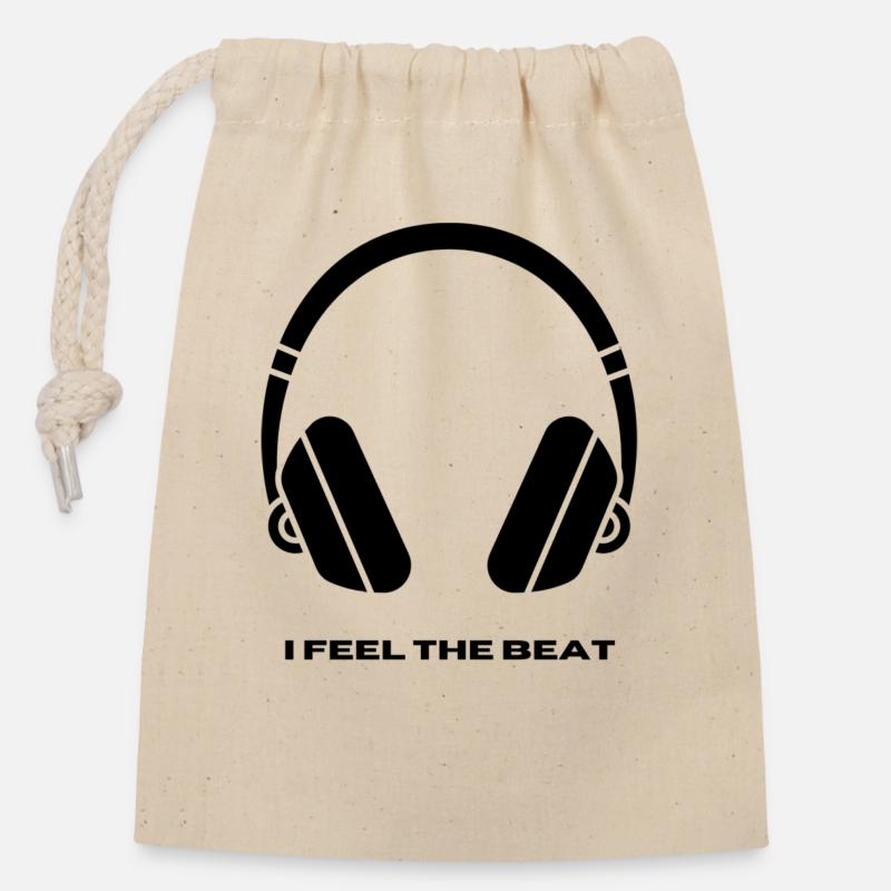 JE SENS LE RYTHME - Sac cadeau en coton avec cordon (14 x 20 cm) - nature