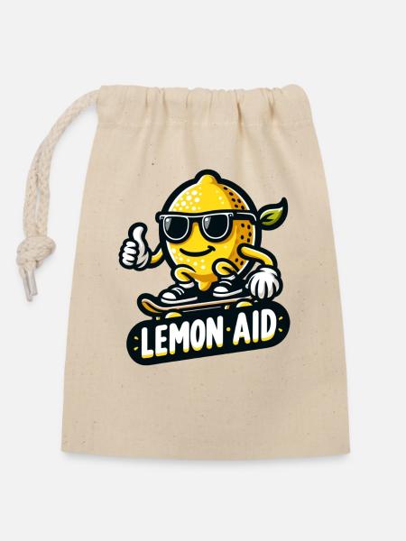 Lemon Aid - Verschließbarer Geschenkbeutel aus Baumwolle (14x20cm) - Natur