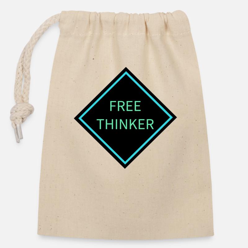 Signe d’avertissement Free Thinker - Sac cadeau en coton avec cordon (14 x 20 cm) - nature