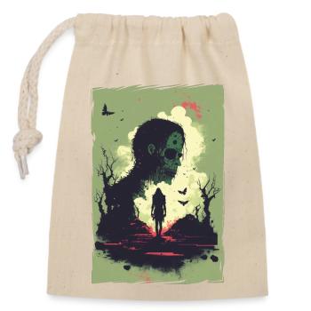 Zombie Illustration Minimalistisches Design - Verschließbarer Geschenkbeutel aus Baumwolle (14x20cm) - Natur - Vorne