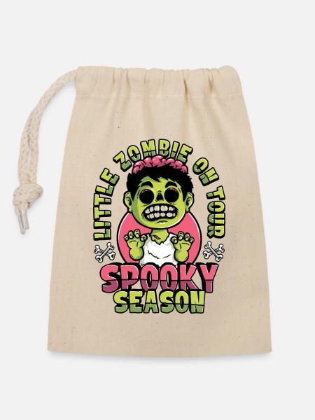 Zombie Halloween - Sac cadeau en coton avec cordon (14 x 20 cm) - nature