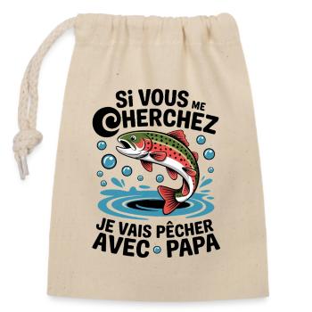 Je vais à la pêche avec papa - truite sautante - Sac cadeau en coton avec cordon (14 x 20 cm) - nature - Devant