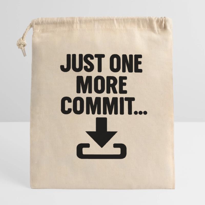 Just One More Commit – Funny Programmer T-Shirt Verschließbarer Geschenkbeutel aus Baumwolle (14x20cm)