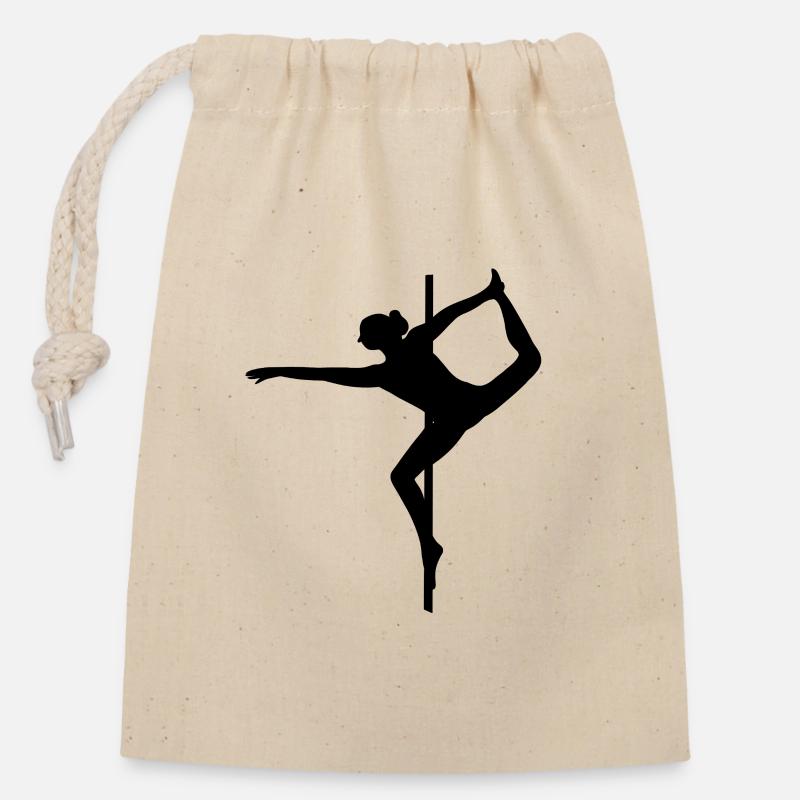 Pole Dance Pose - Sac cadeau en coton avec cordon (14 x 20 cm) - nature