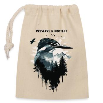 Préserver et protéger le martin-pêcheur - Sac cadeau en coton avec cordon (14 x 20 cm) - nature - Devant