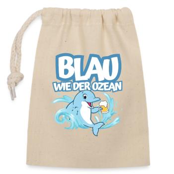 Blau wie der Ozean - Verschließbarer Geschenkbeutel aus Baumwolle (14x20cm) - Natur - Vorne