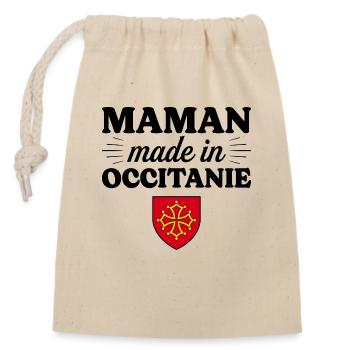 Maman Made In Occitanie - Femme Maman Occitane - Sac cadeau en coton avec cordon (14 x 20 cm) - nature - Devant