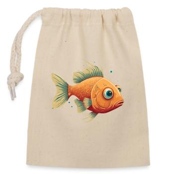 Fish with big Eyes - Closable cotton gift bag (14x20cm) - nature - Front